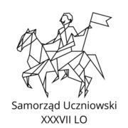 Logo samorządu uczniowskiego, grafika - postać na koniu symbolizująca patrona szkoły